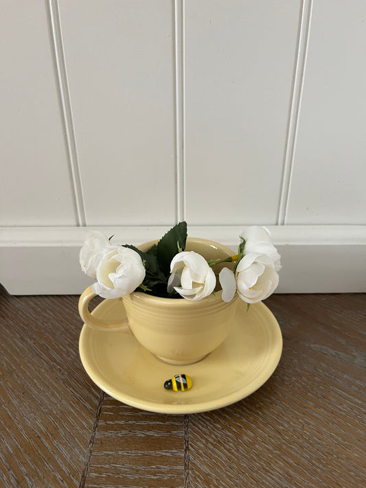 Vintage Fiesta Ware Yellow Cup and Saucer Set – Homer Laughlin Fiestaware Tea Cup Butter Yellow (pre 2002)