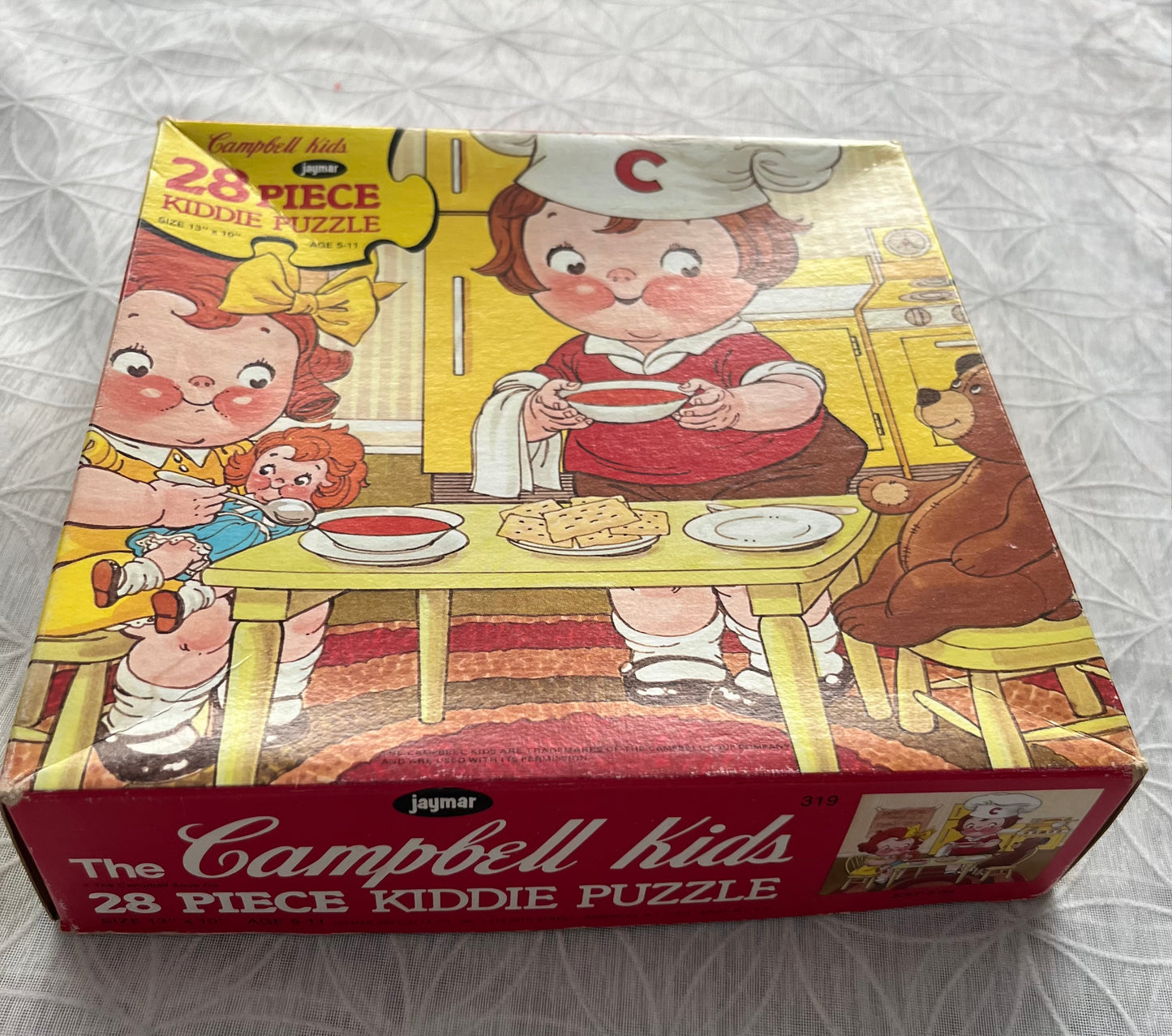 Vintage 1960’s Campbell Kids “Soup’s On” 28 Piece Kiddie Puzzle by Jaymar | Complete Boxed Retro Children’s Puzzle | Campbell Soup Collectible