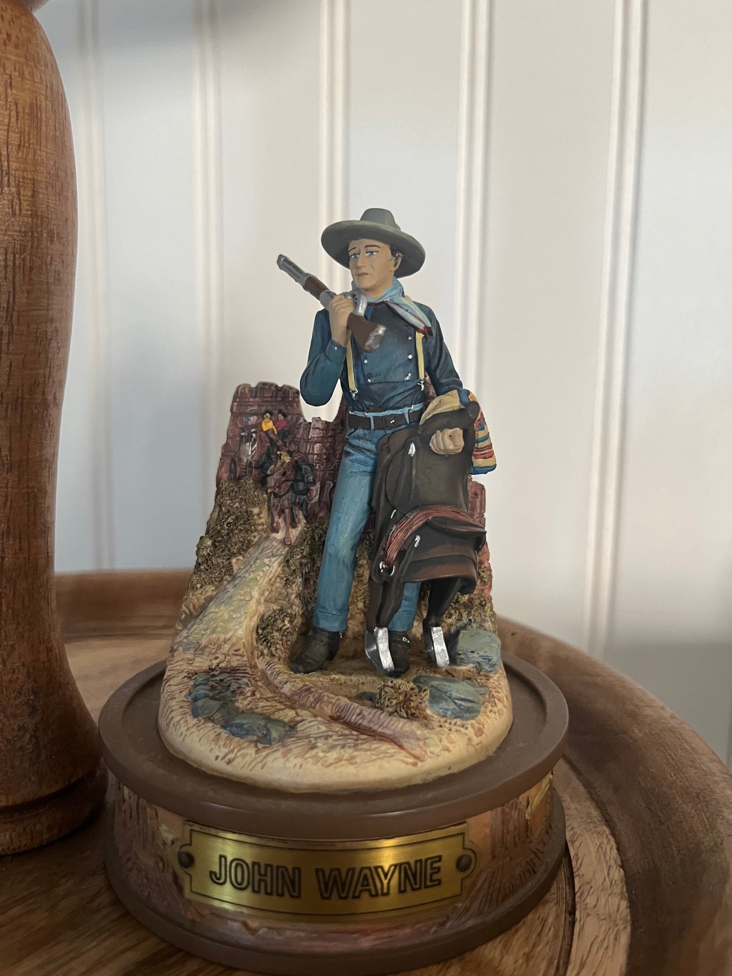 Vintage John Wayne Collection Glass Globe Sculpture: Red River Scene American Western Cowboy 
Americana