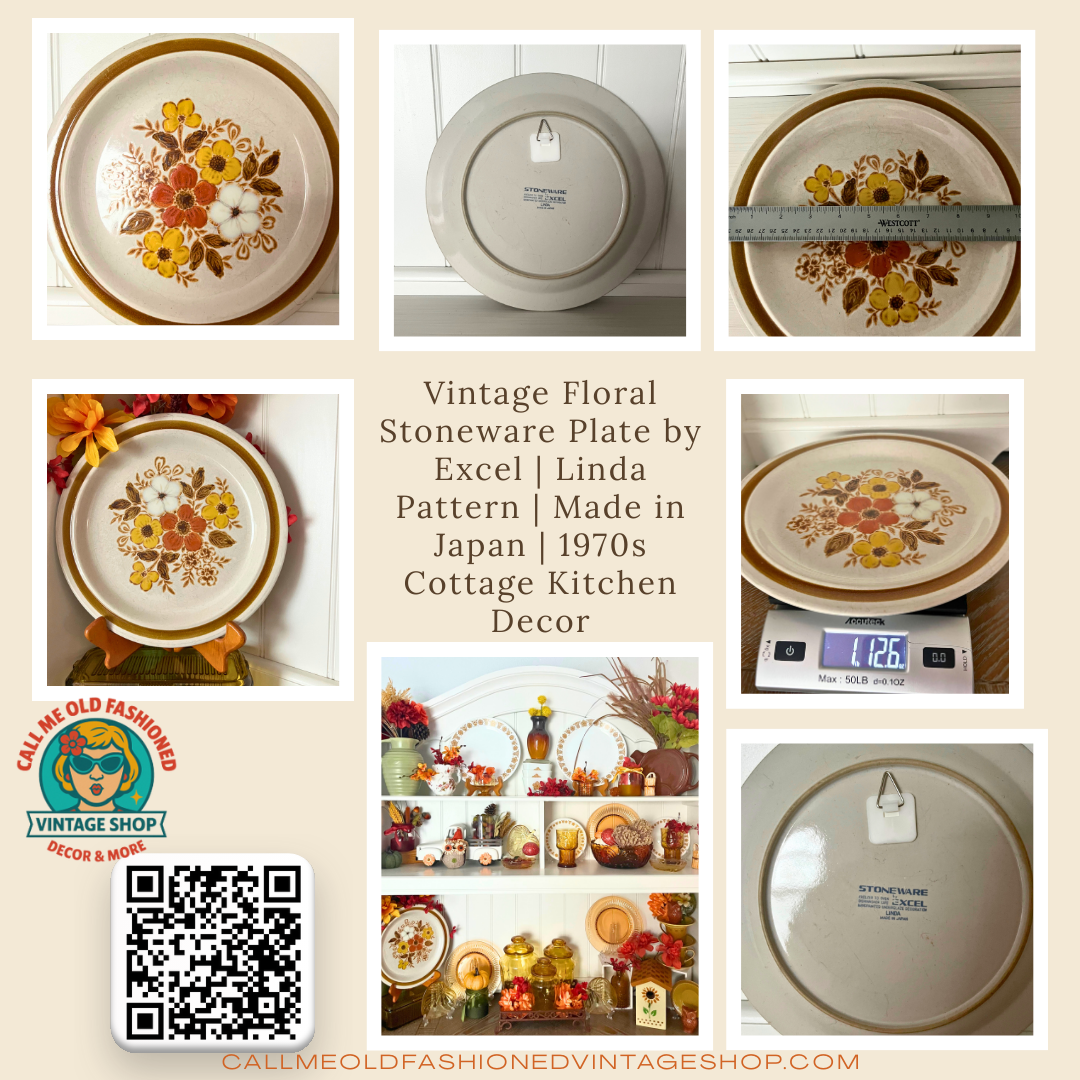 Vintage Floral Stoneware Plate by Excel | Linda Pattern | Made in Japa ...
