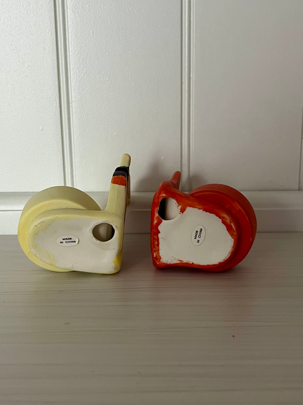 Vintage Trick or Treat! Halloween Ghost & Pumpkin Tealight Candle Holder Pair