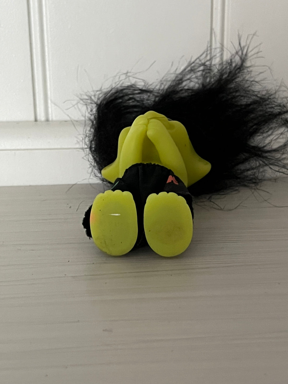 Vintage 1990s Russ Frankenstein Troll Doll | Green Halloween Troll Black Hair | 6”