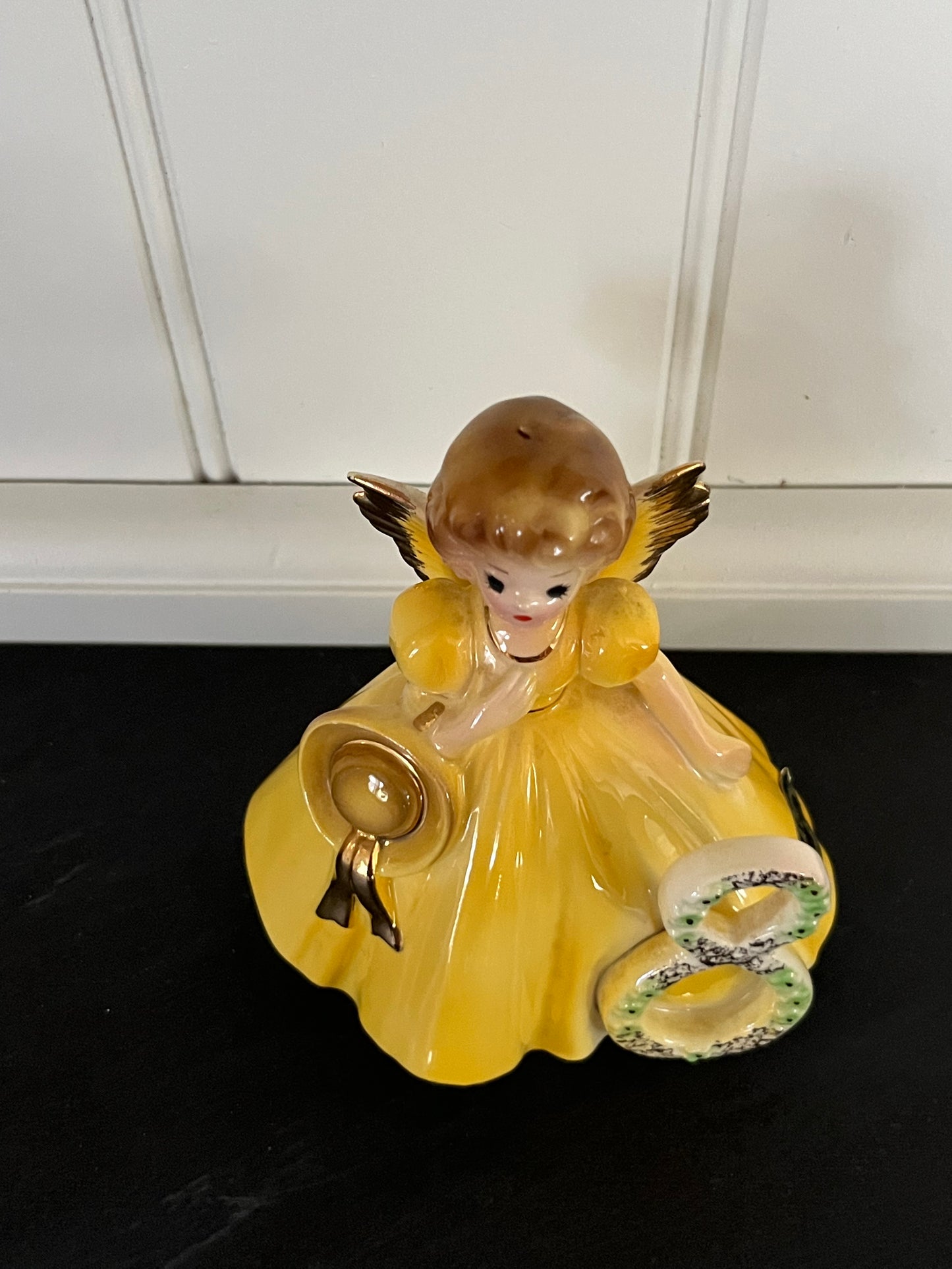 Vintage 1970s Josef Originals Age 8 Birthday Angel Figurine – Yellow Dress Porcelain Girl – Japan Ceramic Birthday Keepsake