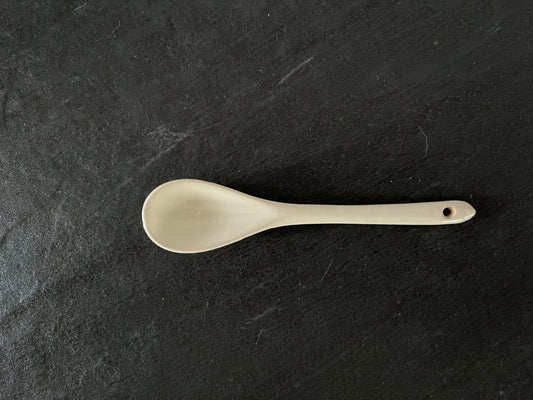 Creamy White Ceramic Demitasse Spoon with Hanging Hole | Vintage-Style Kitchen Spoon