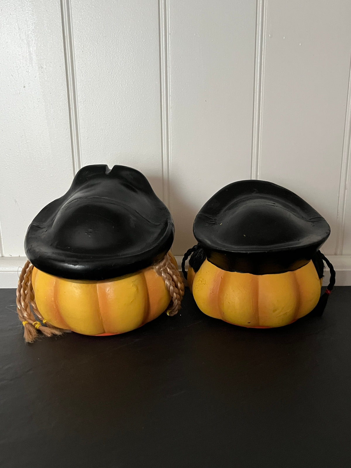 Vintage Light-Up Pirate Pumpkin Pair | Halloween Jack-O’-Lantern Figurines