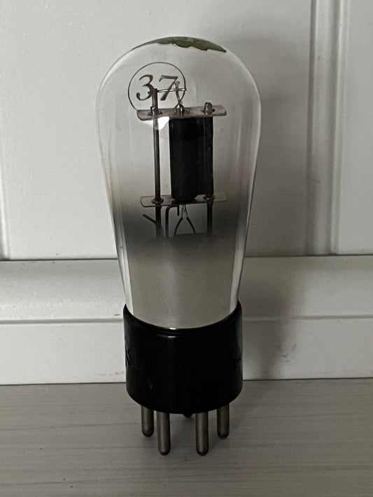 Vintage 1930s Radio Triode Sylvania Type 37 5-pin Vacuum Tube | Green Oak Leaf Logo
