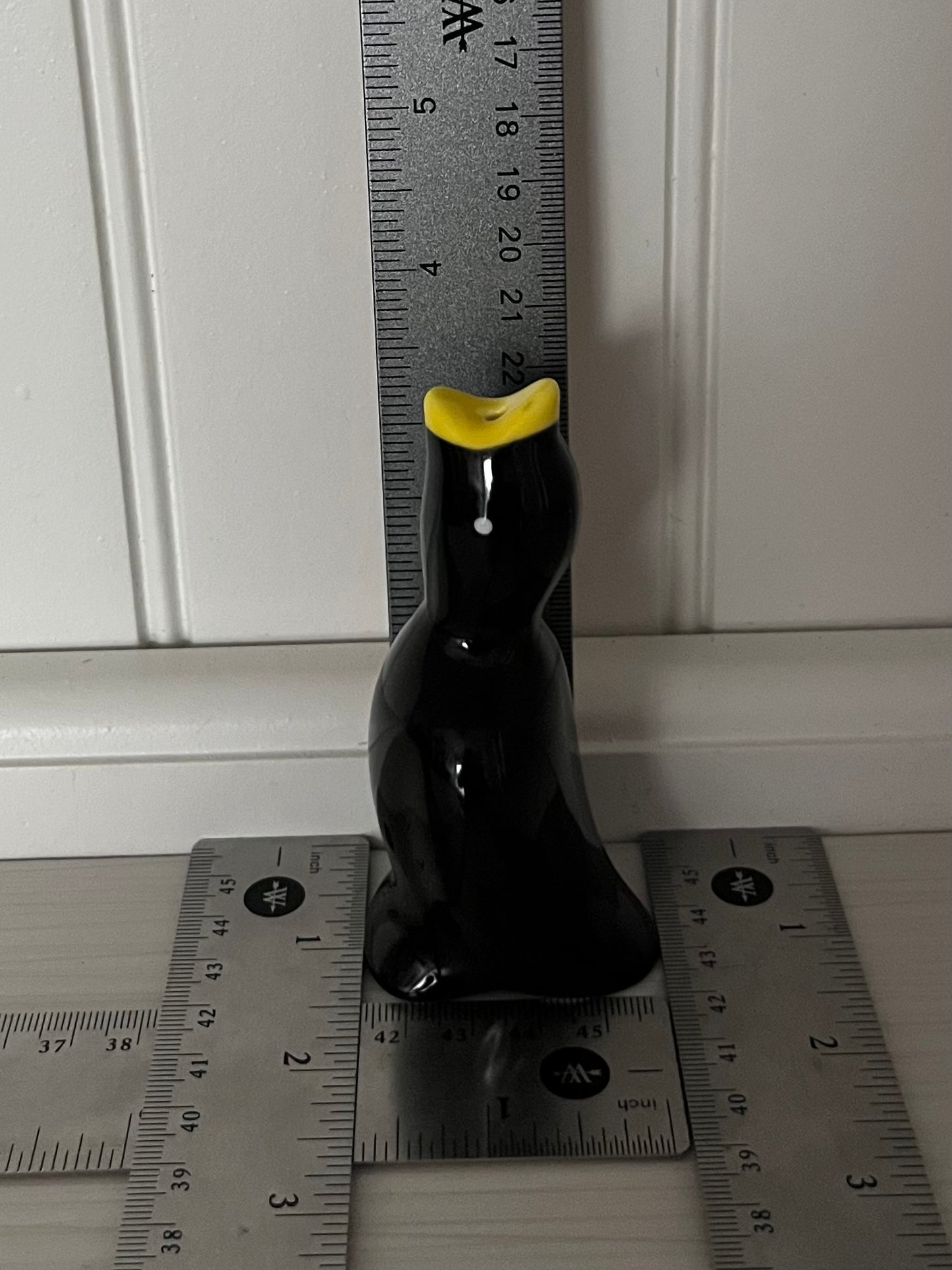 Vintage Blackbird Ceramic Pie Bird Pie Funnel – Black & Yellow Baking Vent – 3” Curated Shelf & Trinket Display Décor