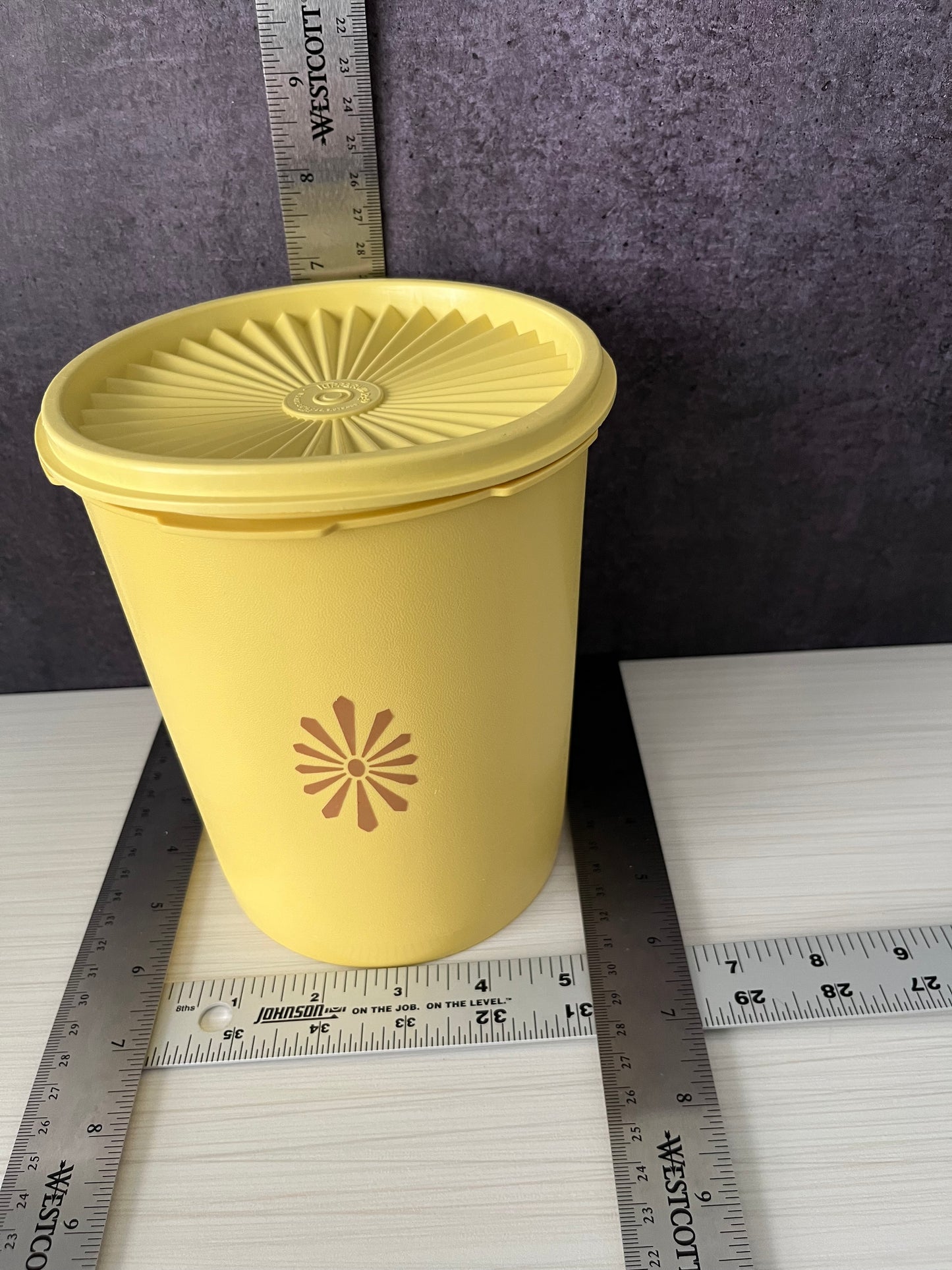 Vintage Tupperware Canister w/ Lid, Yellow Storage Container #809-5, Mid Century Kitchen Canister, Retro Plastic Kitchenware 1970s