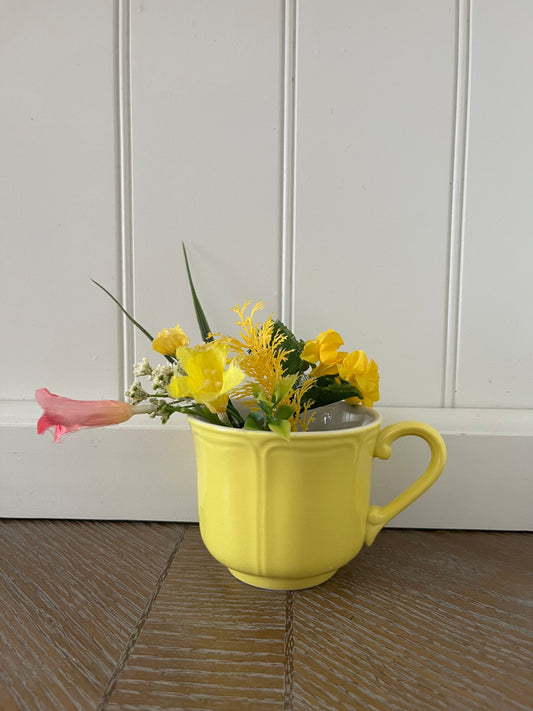 Vintage Sears Federalist Lemon Yellow Flat Cup – Ironstone Coffee Cup Japan 1970s (Pattern 4236)