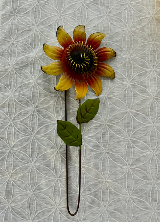 Hand-Painted Metal Sunflower Flower Stake | Rustic Décor | c. 2000s