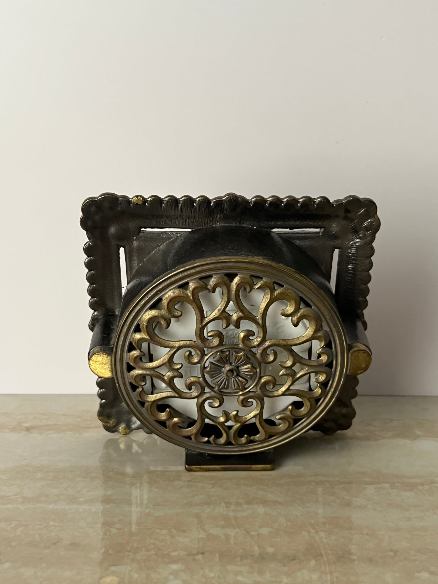 1990s Vintage Art Deco Style Jeweled Vanity Clock – Ornate Rhinestone Desk / Table Clock with Roman Numerals