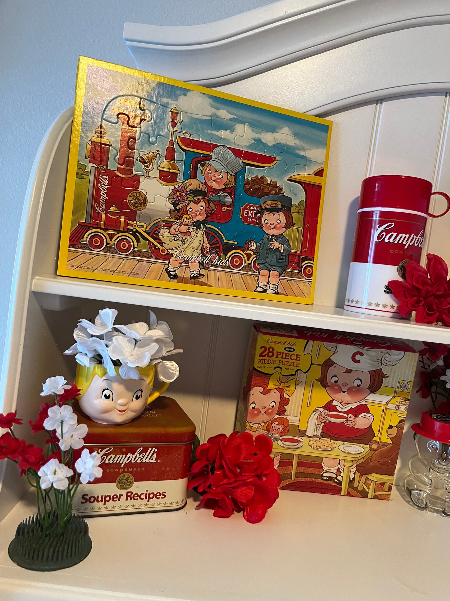 Vintage 1960’s Campbell Kids Train Puzzle Board | Retro Wooden Nursery Puzzle | Campbell Soup Advertising Collectible