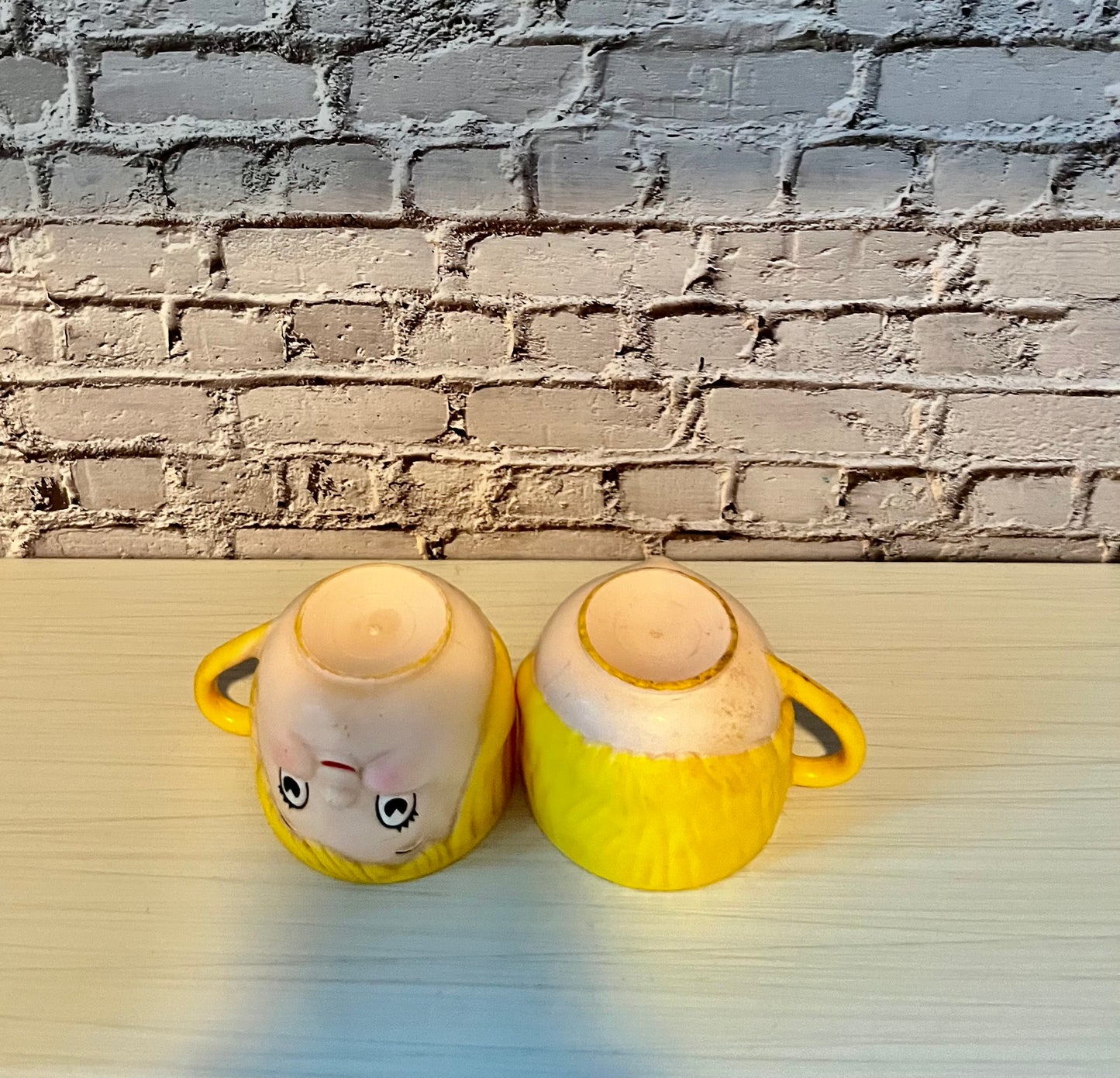 Vintage  1970s Campbell Kids Style Anthropomorphic Kitschy Kitchen Cup  Pair | Retro Dolly Dingle Face Cups