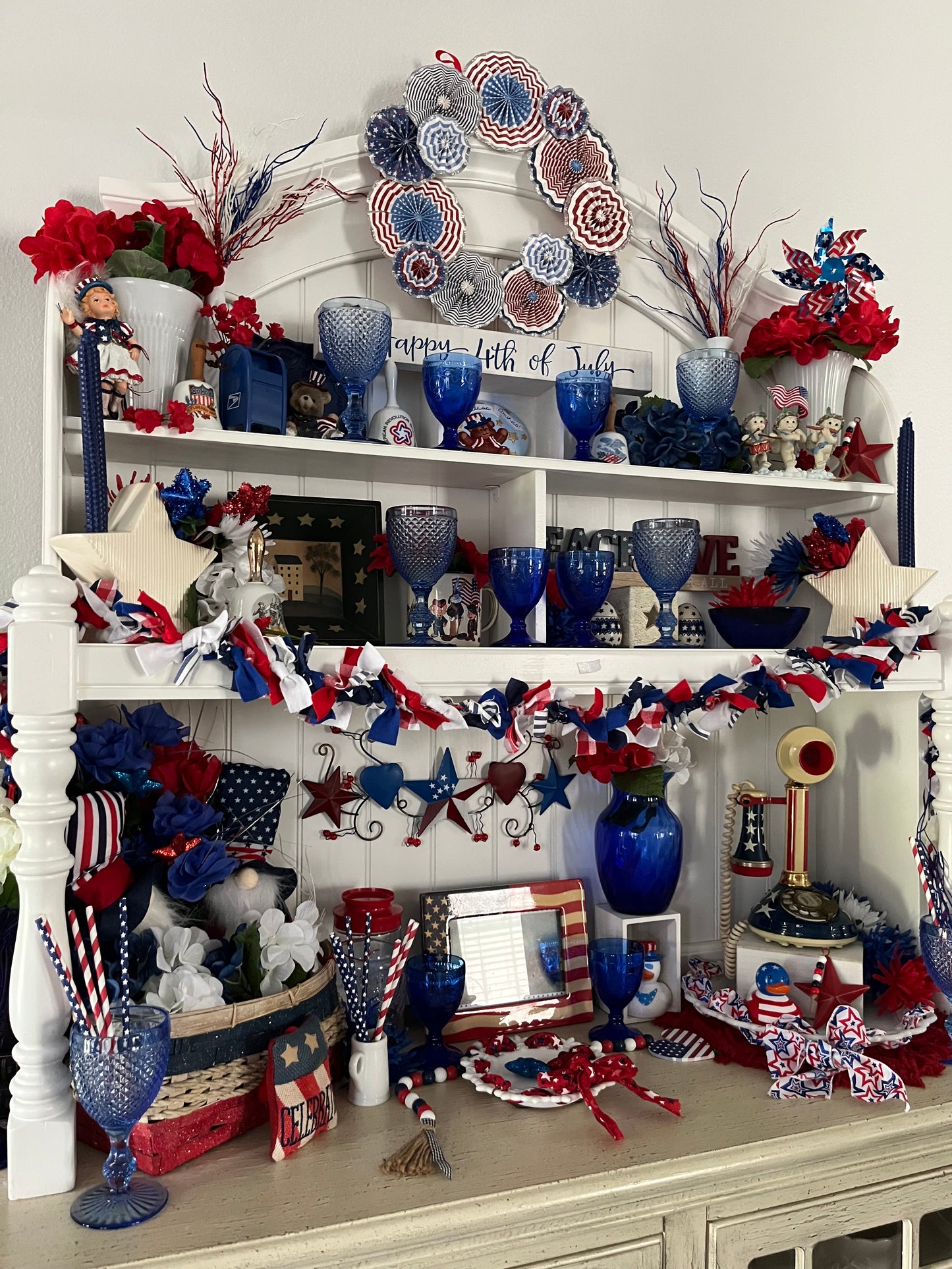 Vintage American Telecom Bi-Centennial Candlestick Rotary Phone - 1973 Red, White, & Blue Collectible