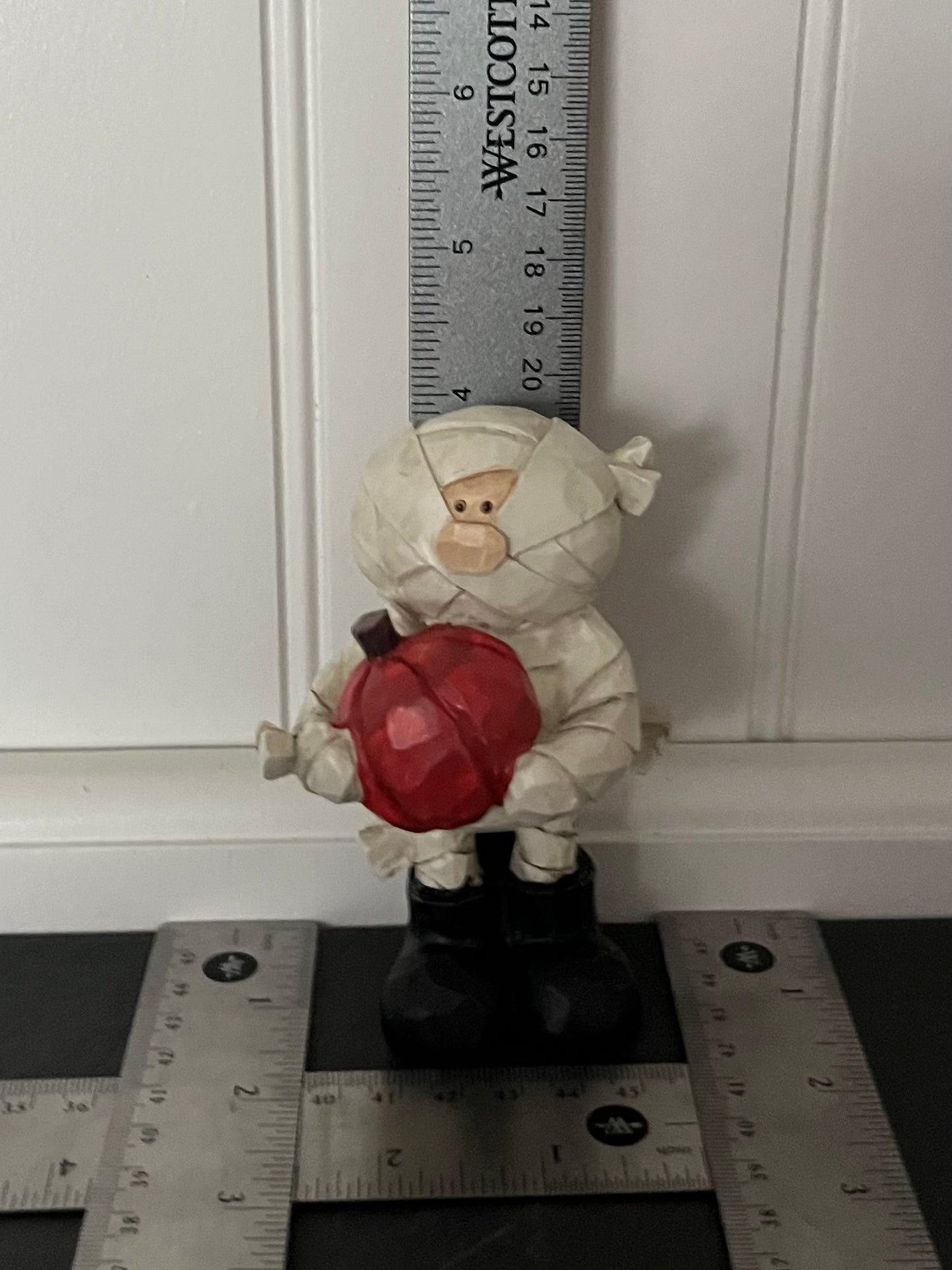 Small Halloween Mummy Holding Pumpkin Figurine | Curated Shelf & Trinket Display Décor