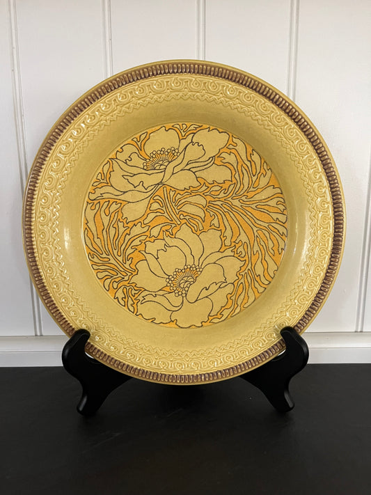 Vintage Franciscan Earthenware “Amapola” Dinner Plates – Set of 2 – Mustard Yellow Floral California Pottery