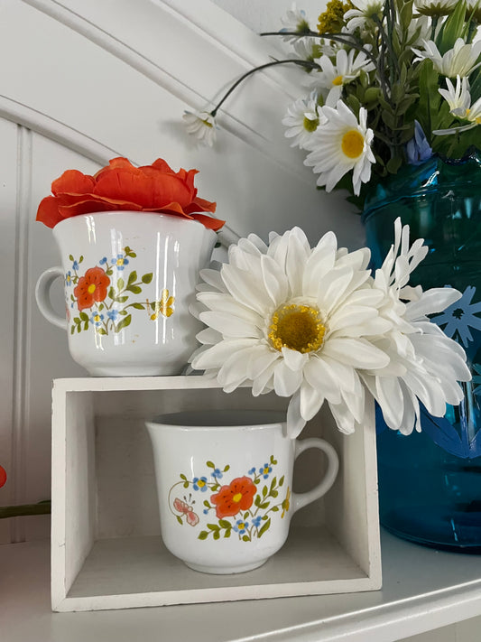 Vintage Corelle “Wildflower” Coffee Tea  Cups – Set of 2 (c. 1978–1985)