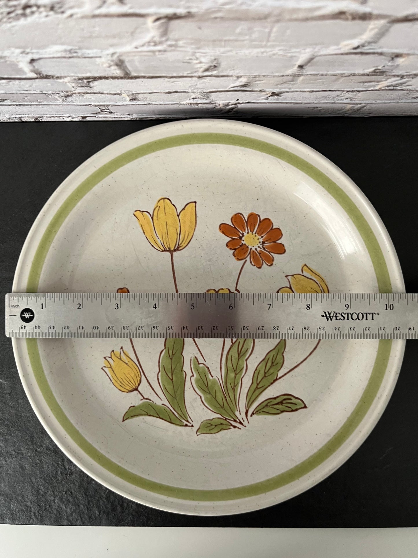 Vintage Sunnyvale “Country Casual” Hand-Painted Floral Stoneware Dinner Plate | 1970s Japanese Flower Power Style