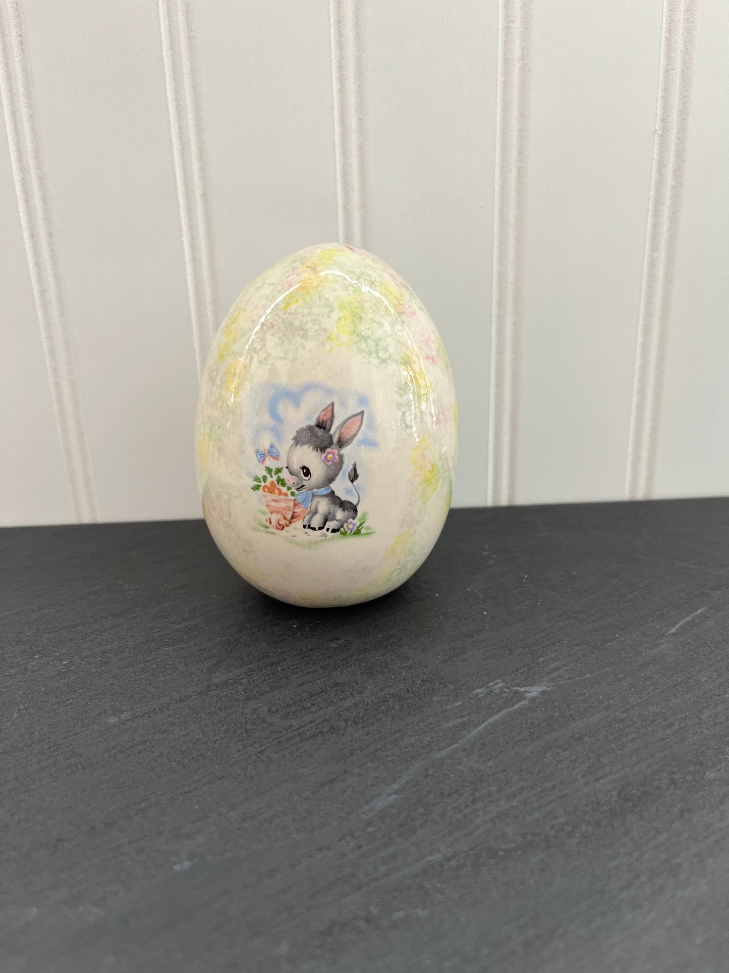 Mid-Century European Ceramic Egg with Baby Donkey -