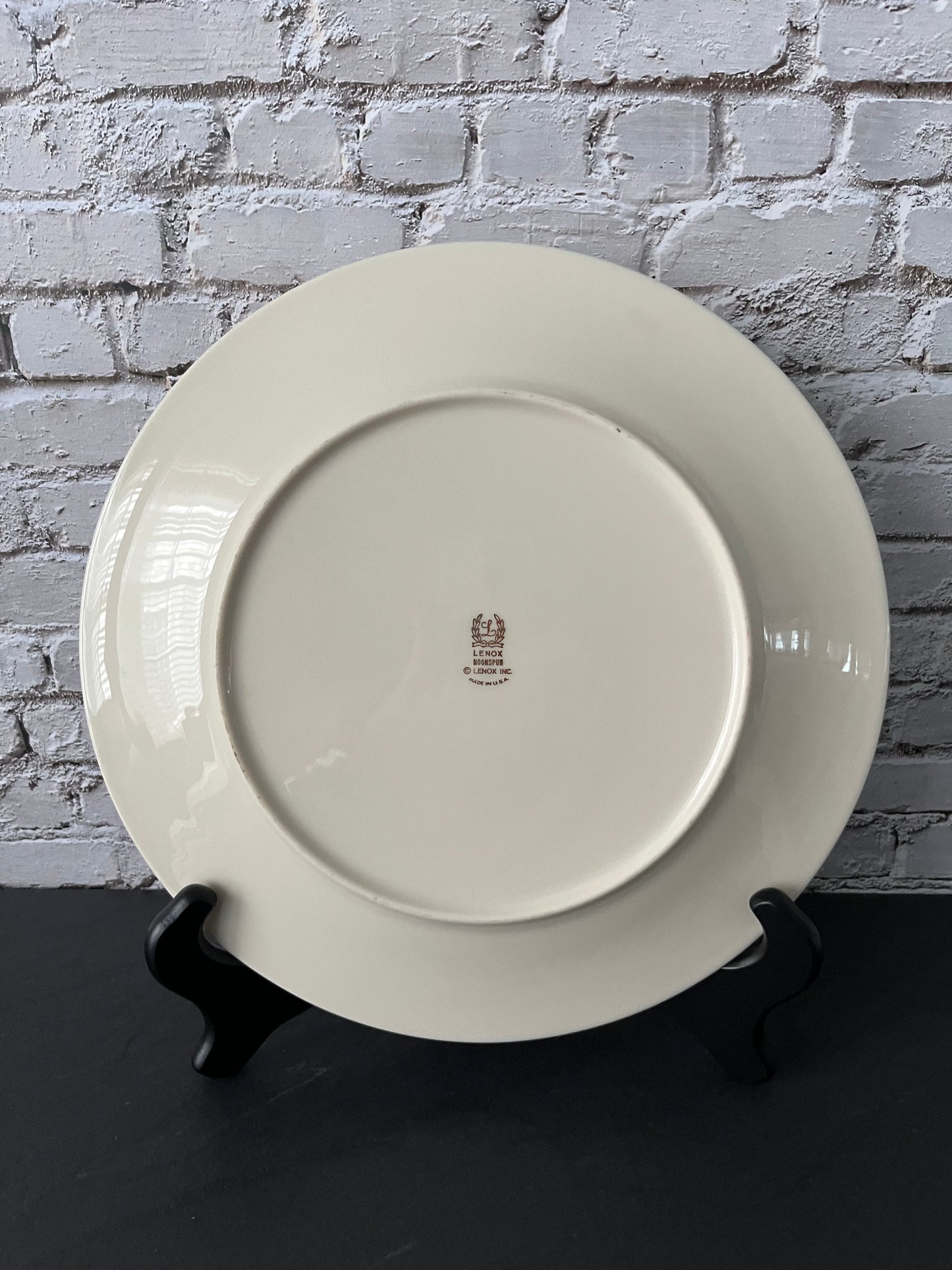 Vintage 1970’s Lenox “Cenova Valera” 10” Dinner Plate – Ivory China with Platinum Rim & White Floral Etching – Mid-Century American Fine China