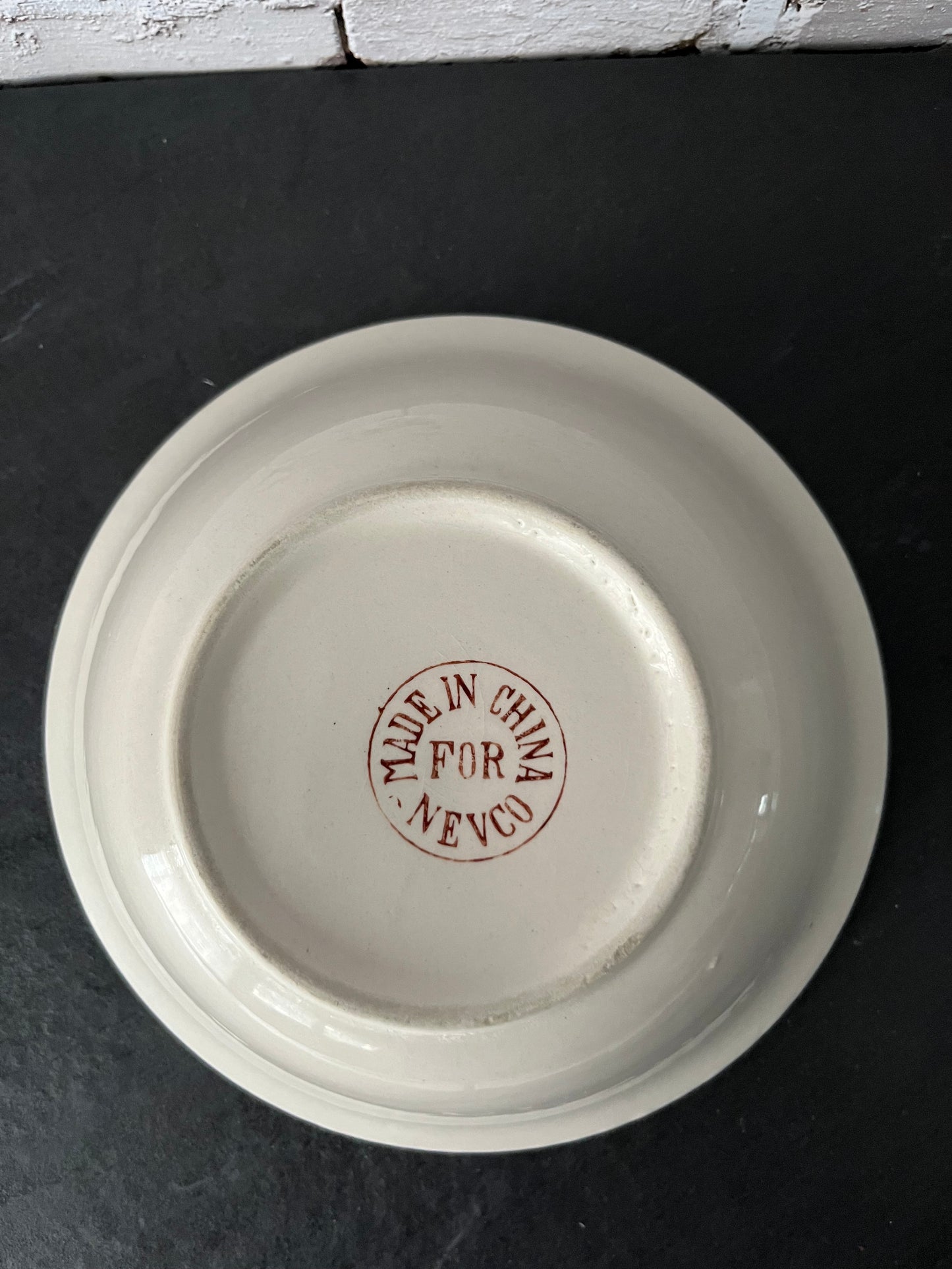 Vintage 1950s Restaurant Ware Soup Bowl – Made in China for Nevco – Ivory Bowl with Golden Mustard Band Retro Diner China