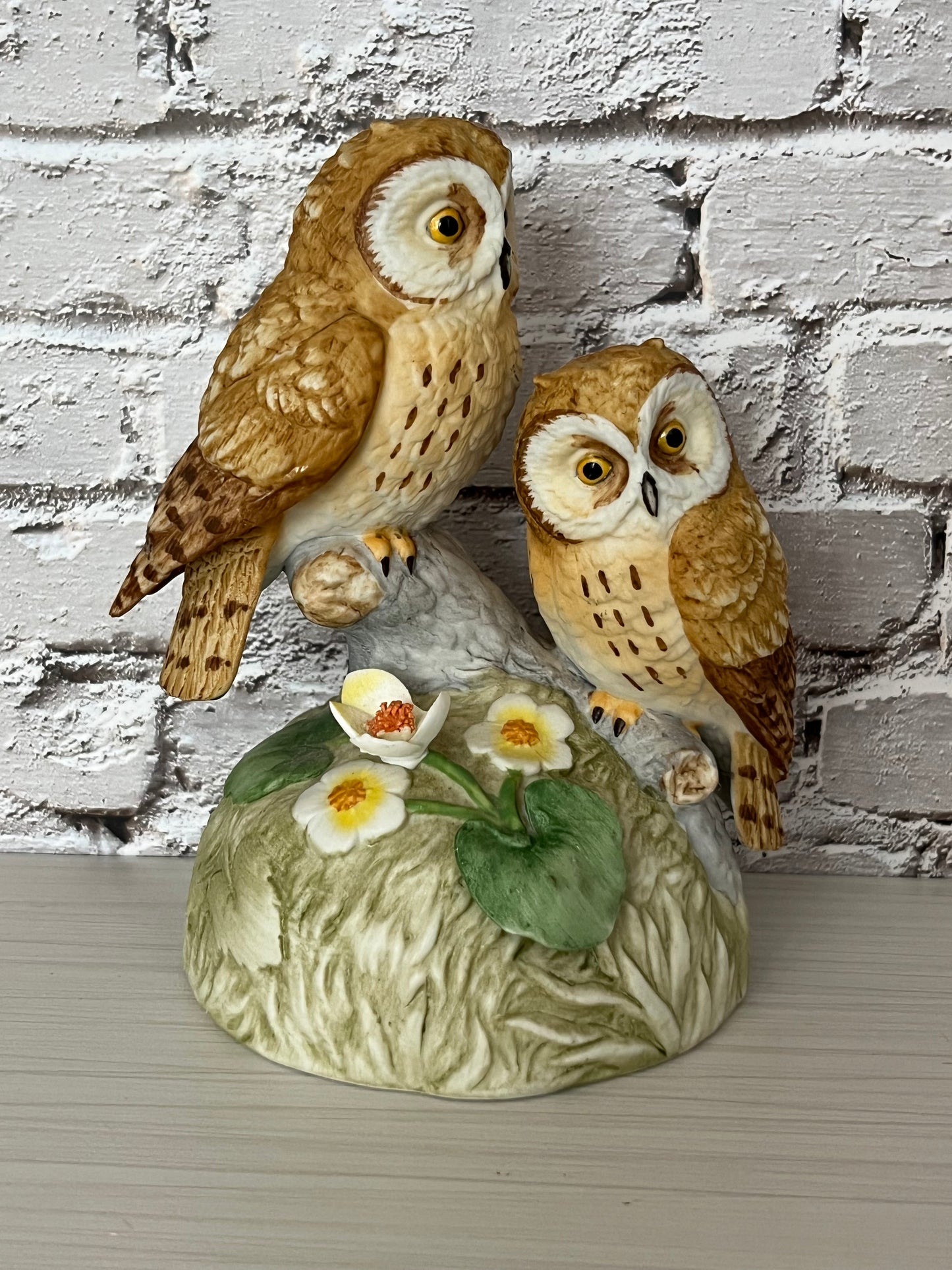 Retro Gift World of Gorham Porcelain Owl Music Box • “Owls on Branch” Japan • Plays Love Story (c. 1970s-1980s)