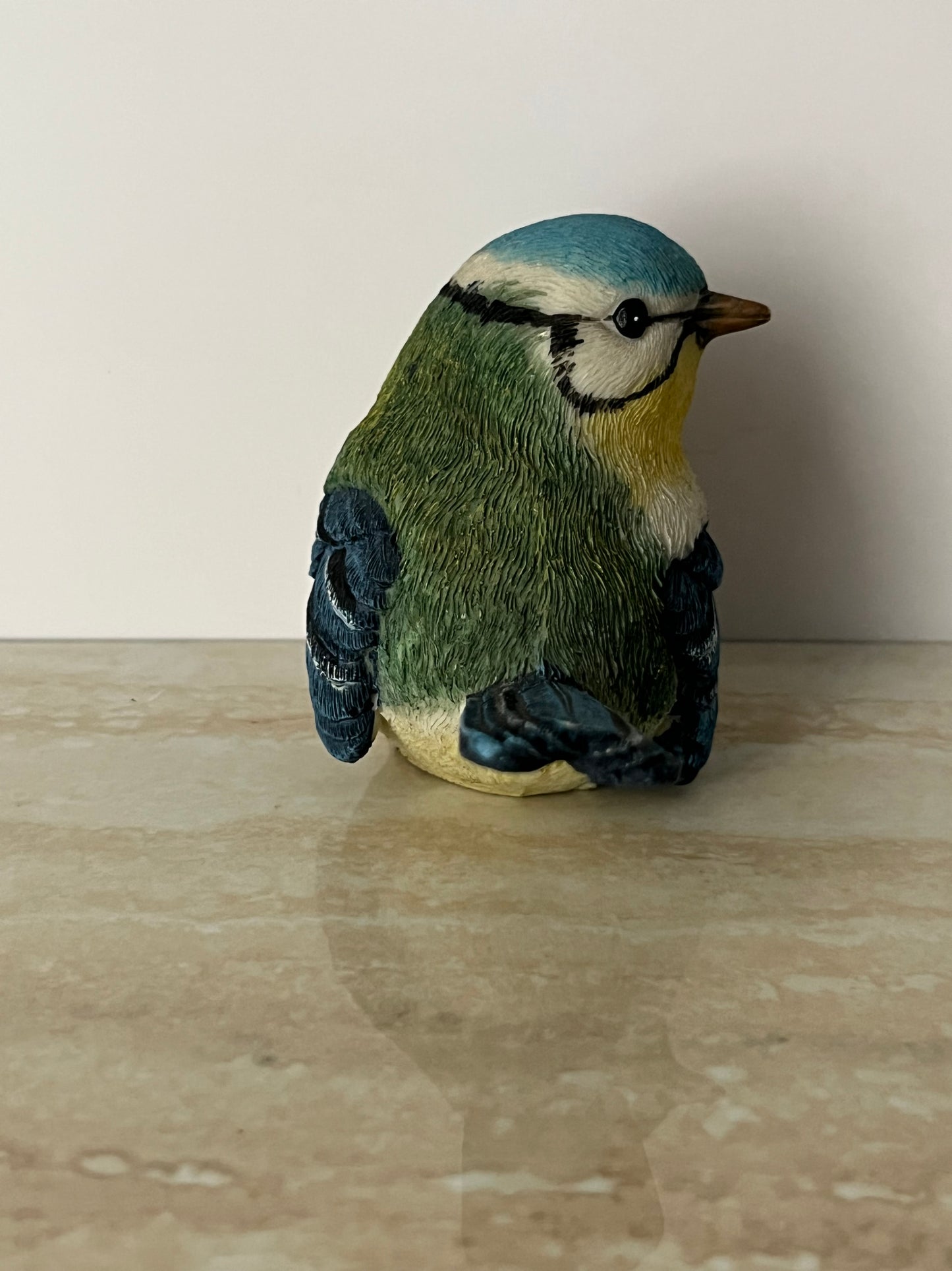 Vintage Blue Tit Songbird Figurine – Hand Painted Garden Bird Statue – Cottagecore Bird Decor – Small Nature Collectible – 1990s