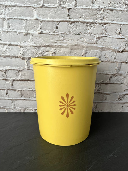 Vintage Tupperware Canister w/ Lid, Yellow Storage Container #809-5, Mid Century Kitchen Canister, Retro Plastic Kitchenware 1970s