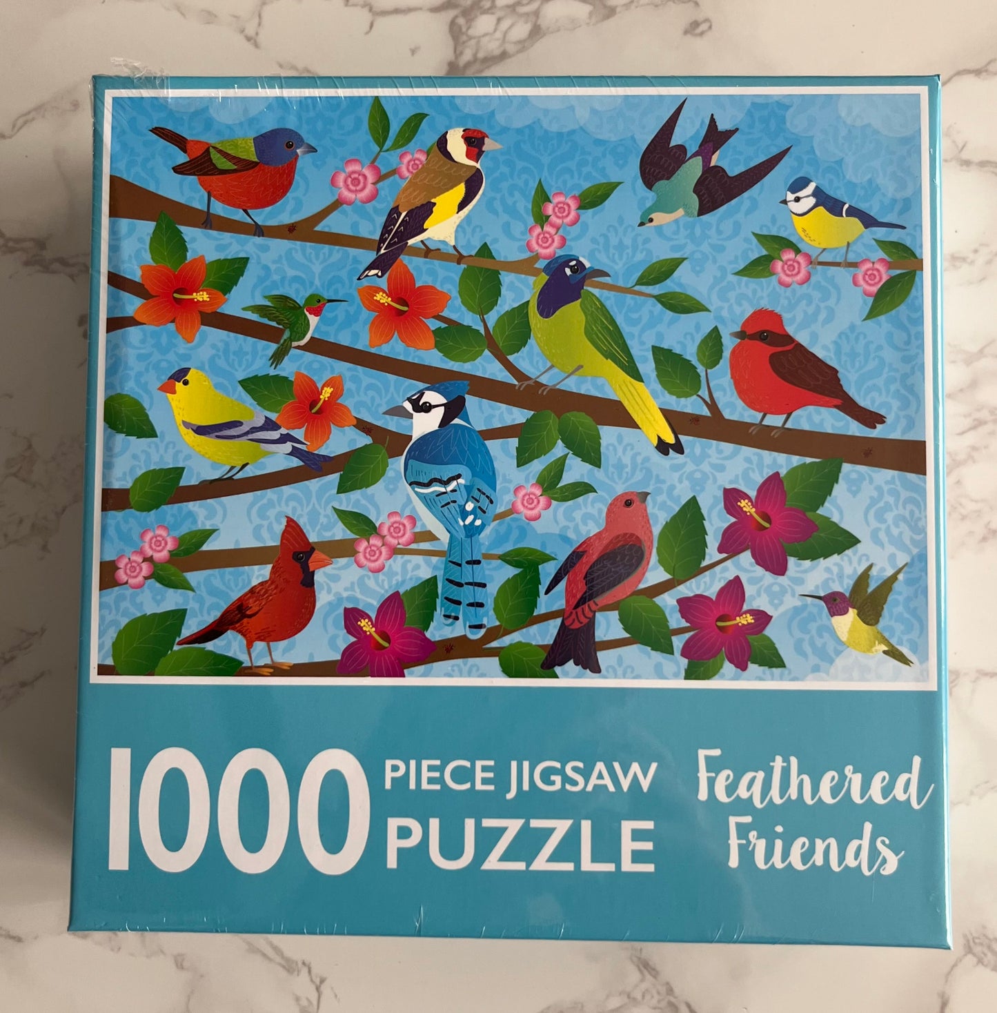 2020s Feathered Friends Bird & Floral 1000 Piece Jigsaw Puzzle — Factory Sealed — Retro-Inspired Nature Illustration — 2021 Contemporary Collectible