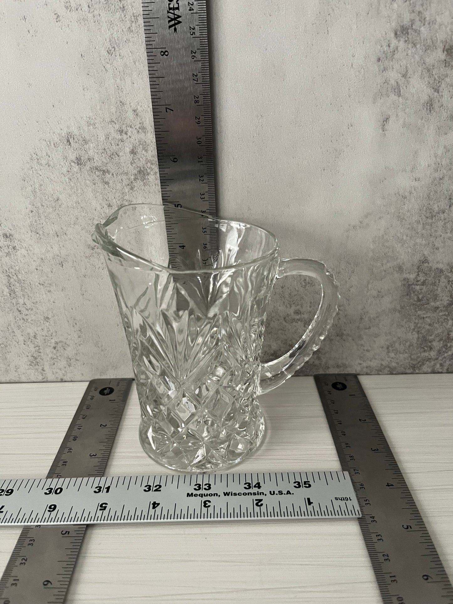 Vintage Anchor Hocking Prescut Pineapple & Fan Glass Creamer Pitcher – Early American Pressed Glass – 1960s Hospitality Pattern
