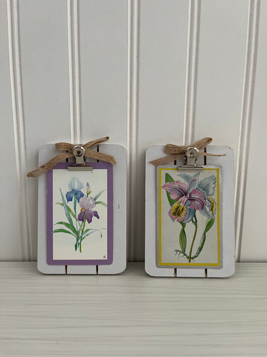 2 1970’s Vintage Botanical Single Playing Cards - Purple Pink Lavender/Blue Orchid and Iris Design