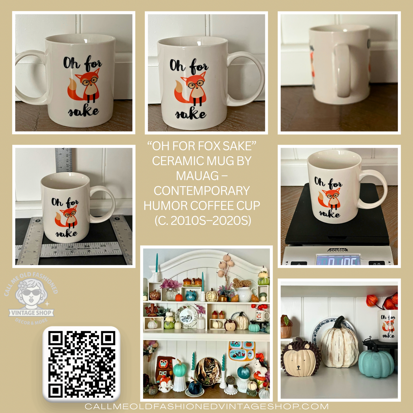 “Oh for Fox Sake” Ceramic Mug by MAUAG – Contemporary Humor Coffee Cup (c. 2010s–2020s)