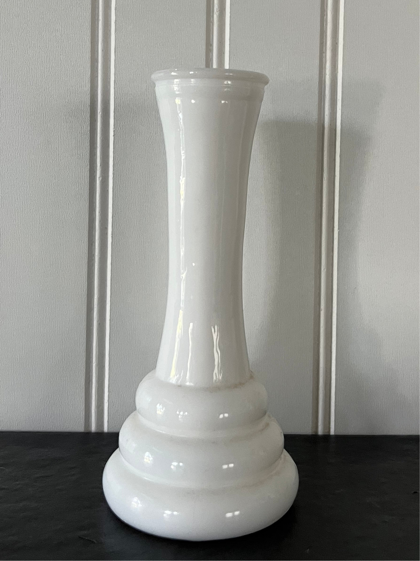 Vintage Randall White Milk Glass Art Deco Bee Hive Bud Vase - 6" High