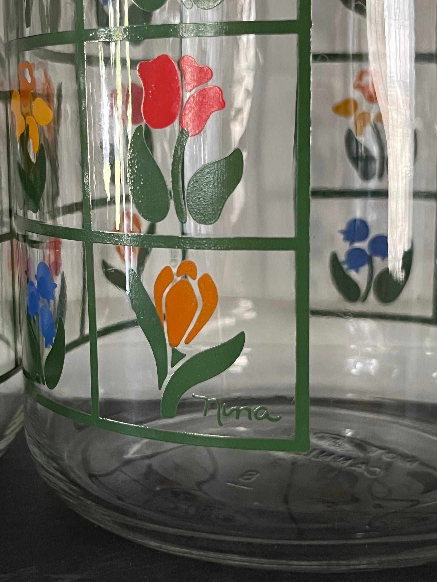 Vintage 1983 Anchor Hocking Nina Greenhouse “Tulip Trellis” Folk-Art Canister Set – Set of 3