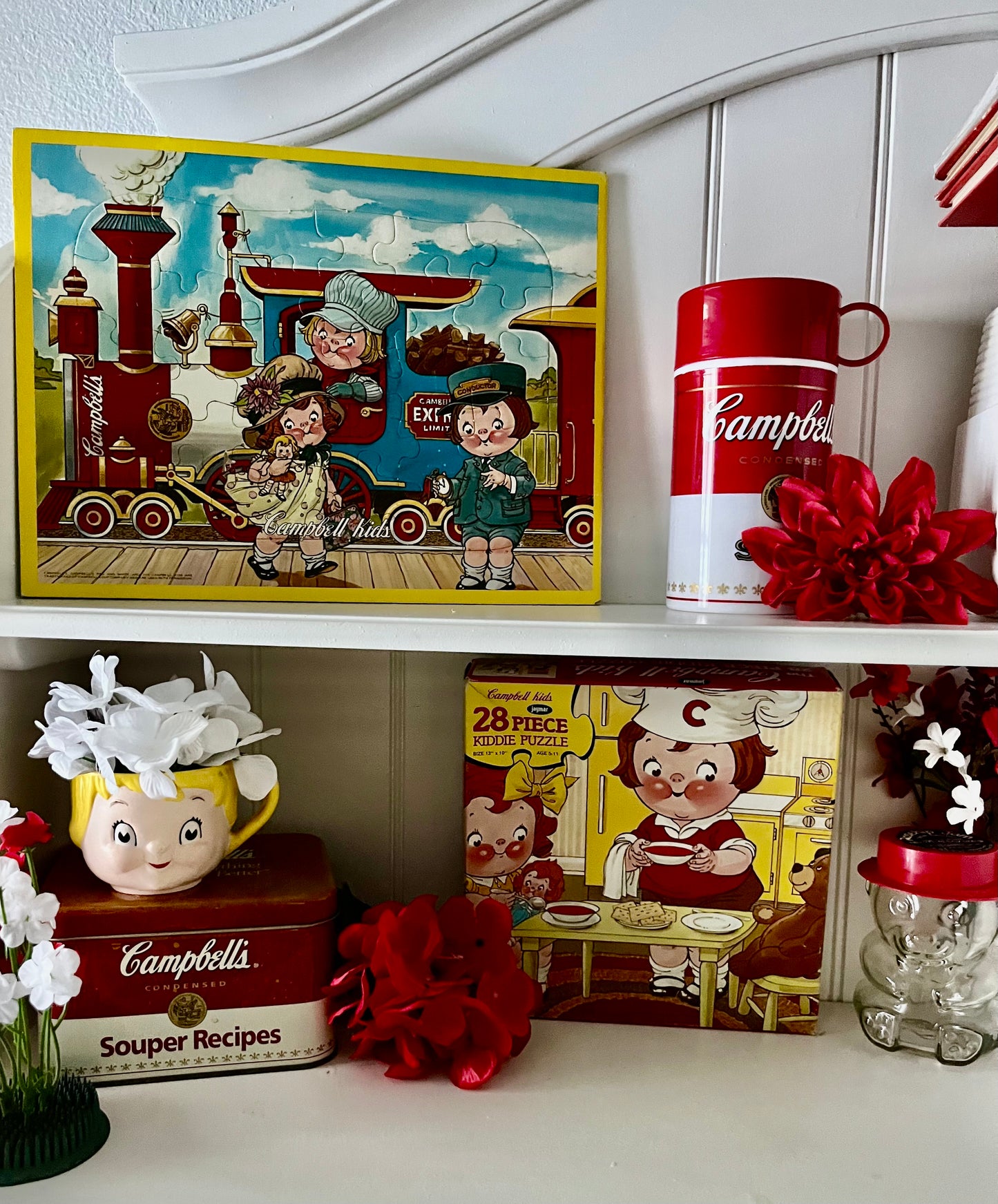 Vintage 1960’s Campbell Kids Train Puzzle Board | Retro Wooden Nursery Puzzle | Campbell Soup Advertising Collectible