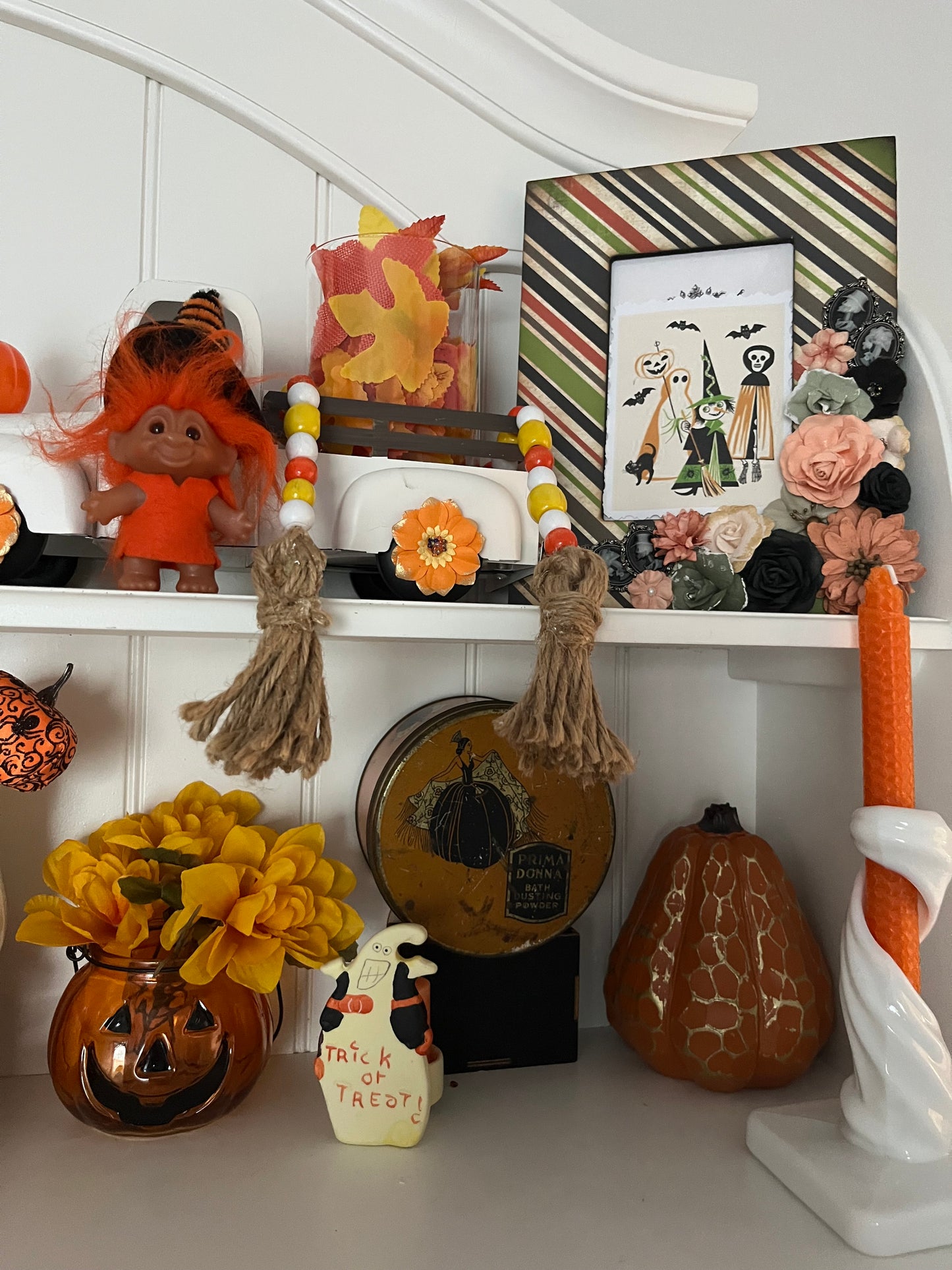 Retro Detailed Handmade Halloween Floral Picture Frame  | 7.5” x 9.5” with a 4” x 6” photo opening