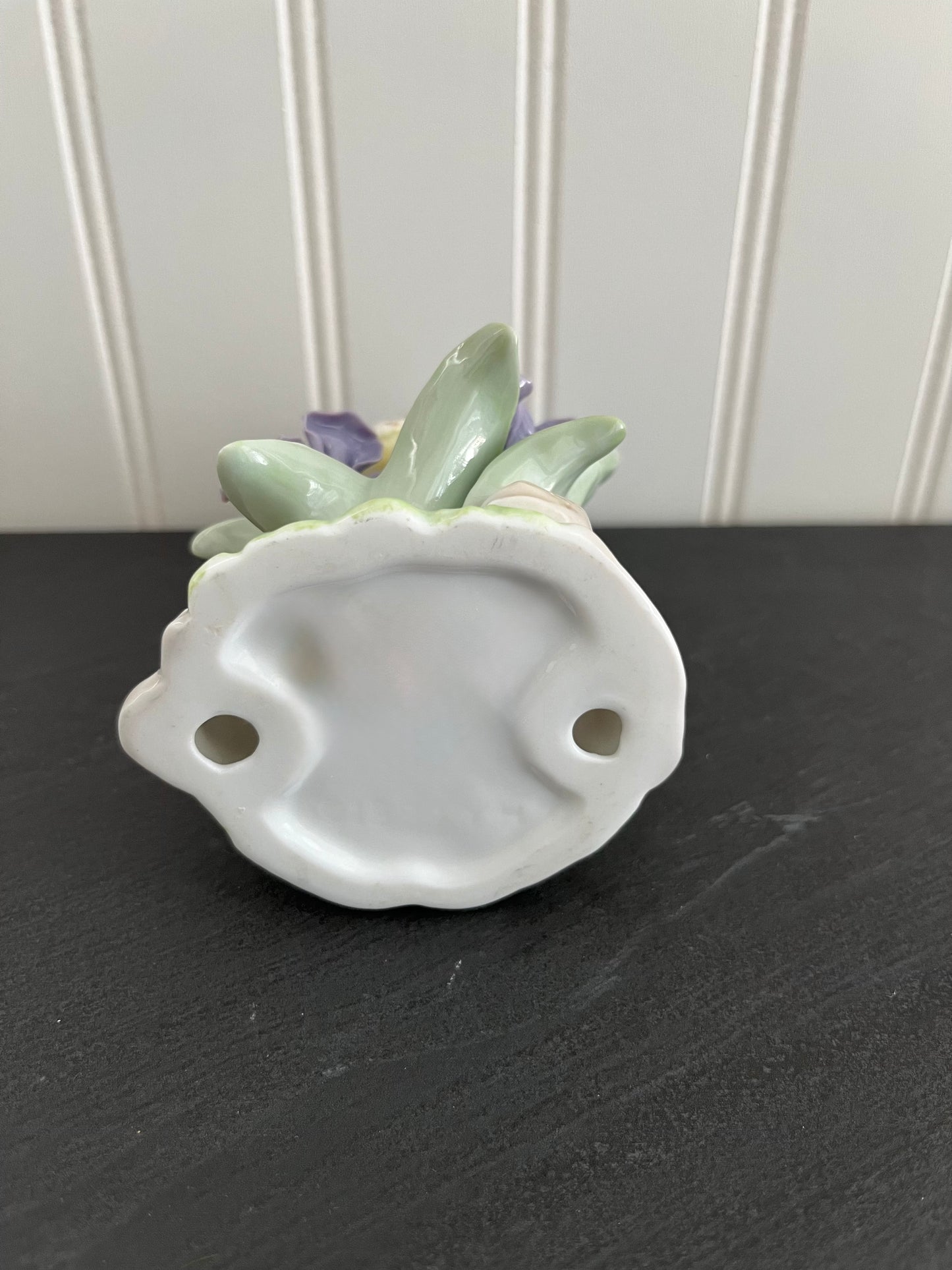 Vintage c.1990s Porcelain  Birdhouse & Iris Figurine | Cottagecore Spring Garden Decor