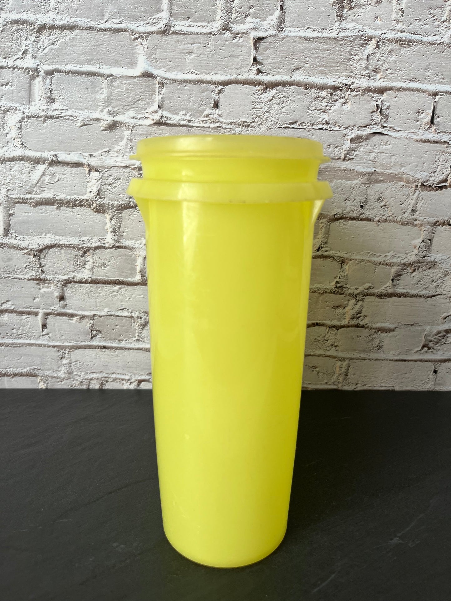 Vintage Tupperware Yellow Pour Pitcher Canister w/ Handle & Spout Lid, Retro Kitchen Storage Container 1970s