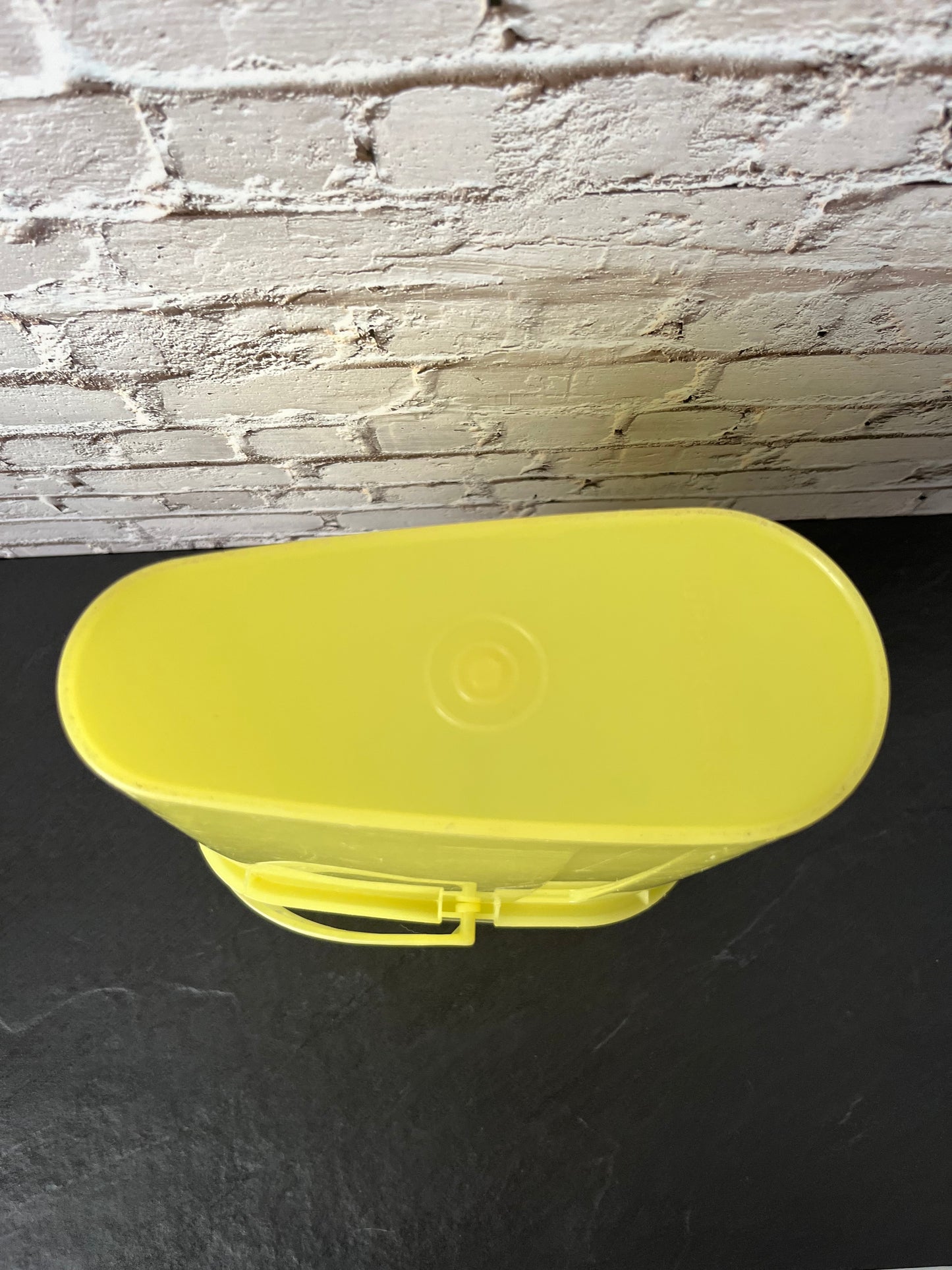Vintage Tupperware Yellow Pour Pitcher Canister w/ Handle & Spout Lid, Retro Kitchen Storage Container 1970s