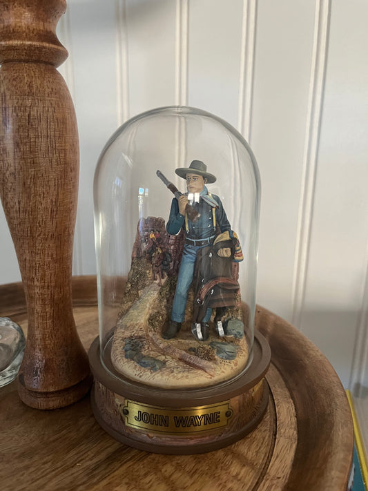 Vintage John Wayne Collection Glass Globe Sculpture: Red River Scene American Western Cowboy 
Americana