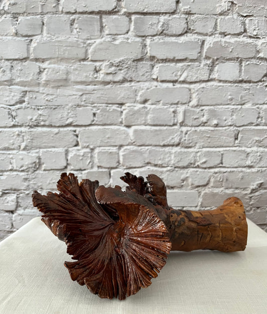Organic Burl Wood Root Art – Tree Ear Forest Bloom Form (Retro) Minimalist Garden Wood Flower