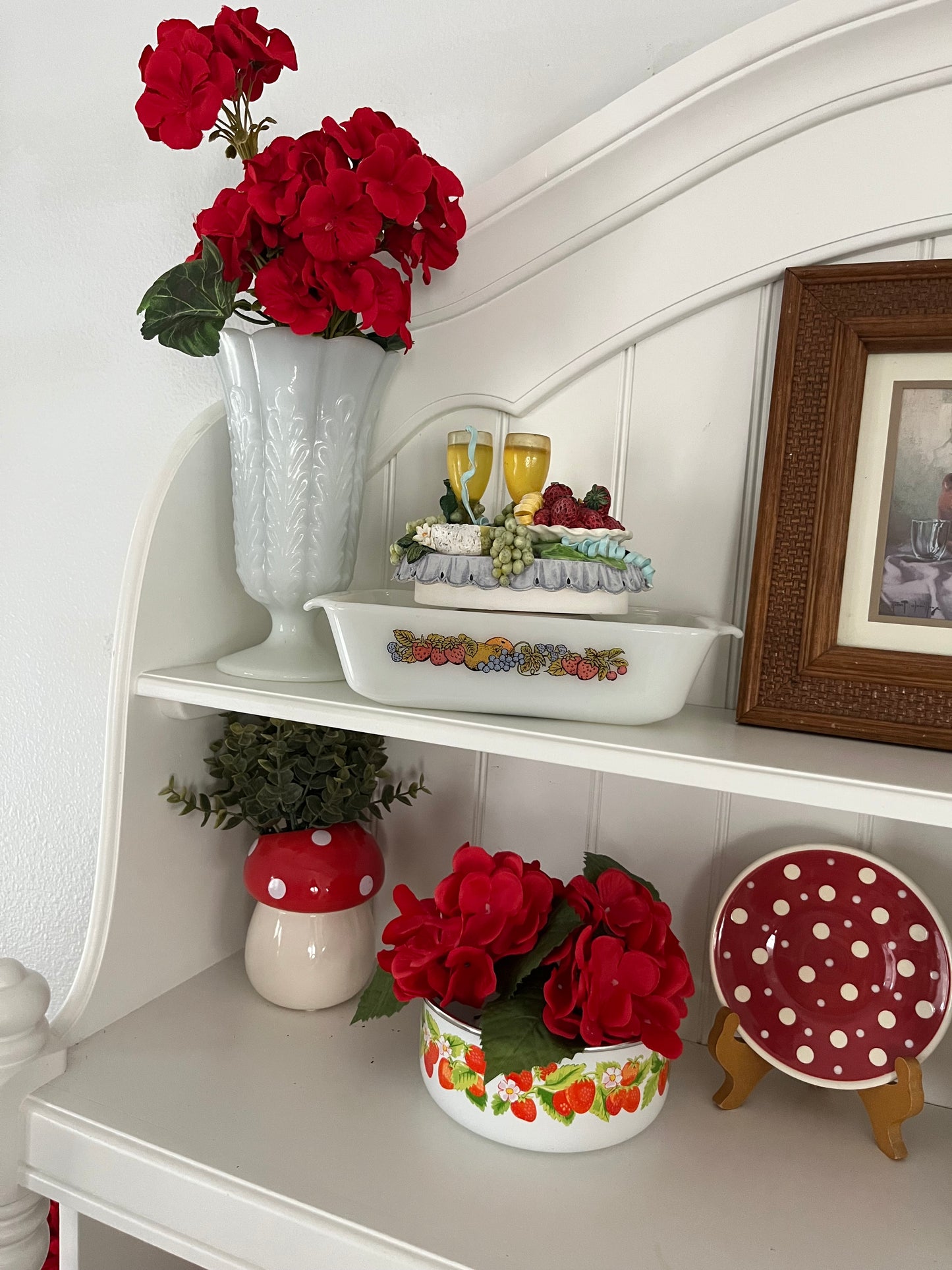 Whimsical Mushroom Planter with Faux Greenery | Retro Cottagecore Decor