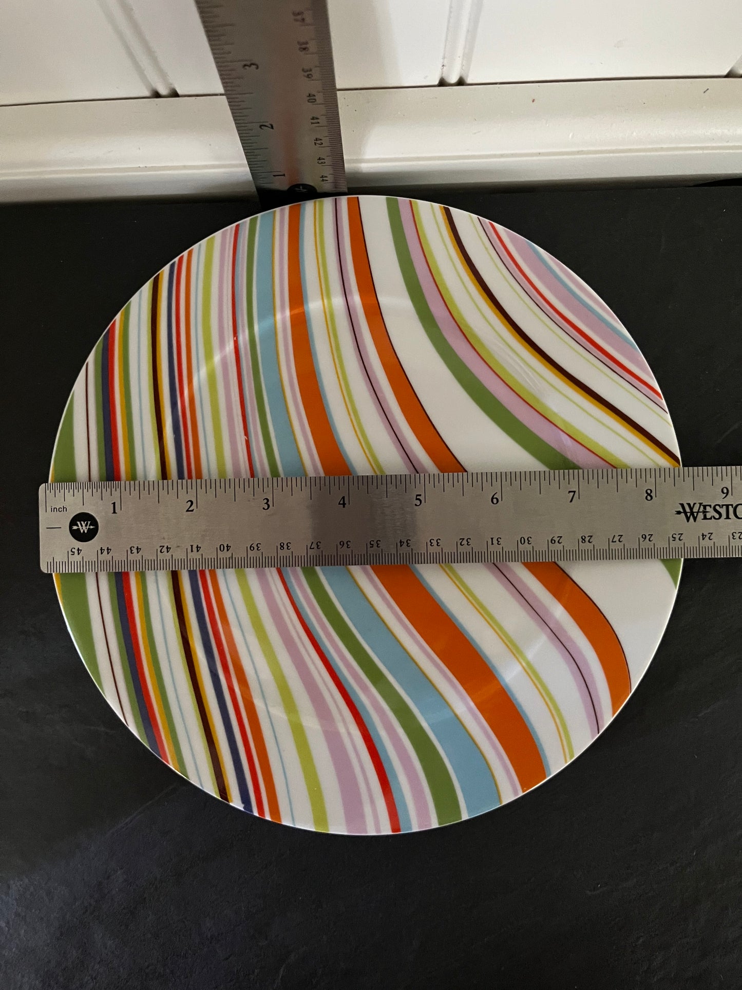 Memphis Design / Postmodern Pattern 
Vintage Style Echo Design Marble Swirl Salad Plates — Set of 2 Vibrant Stripe Plates