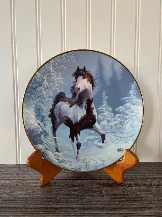 Vintage 1992 Hamilton Unbridled Spirit Winter Renegade Horse Porcelain Plate