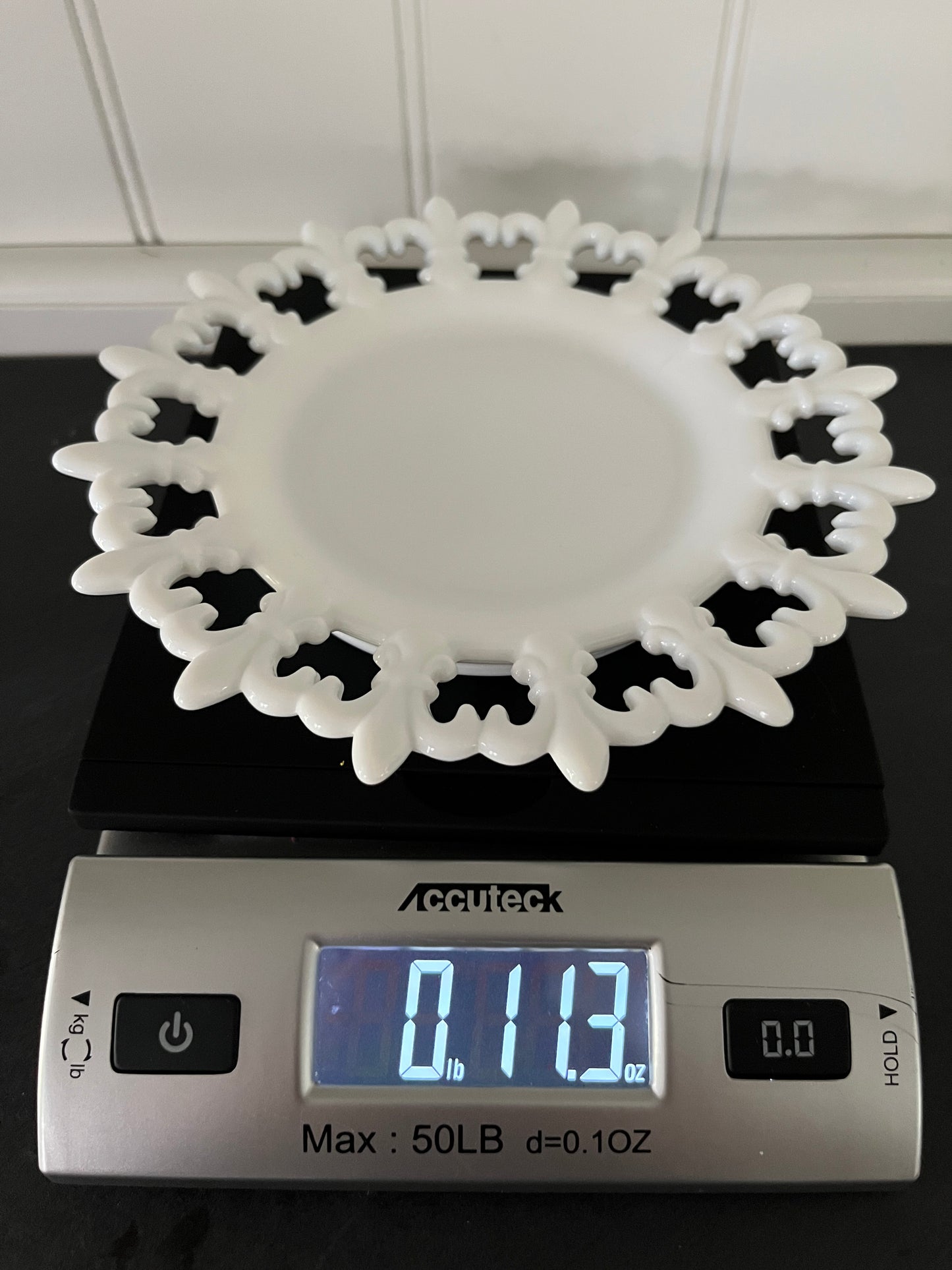 Vintage Westmoreland Milk Glass Ribbon Plate - Fleur De Lis Design 7.5” Mid Century Lunch Plate