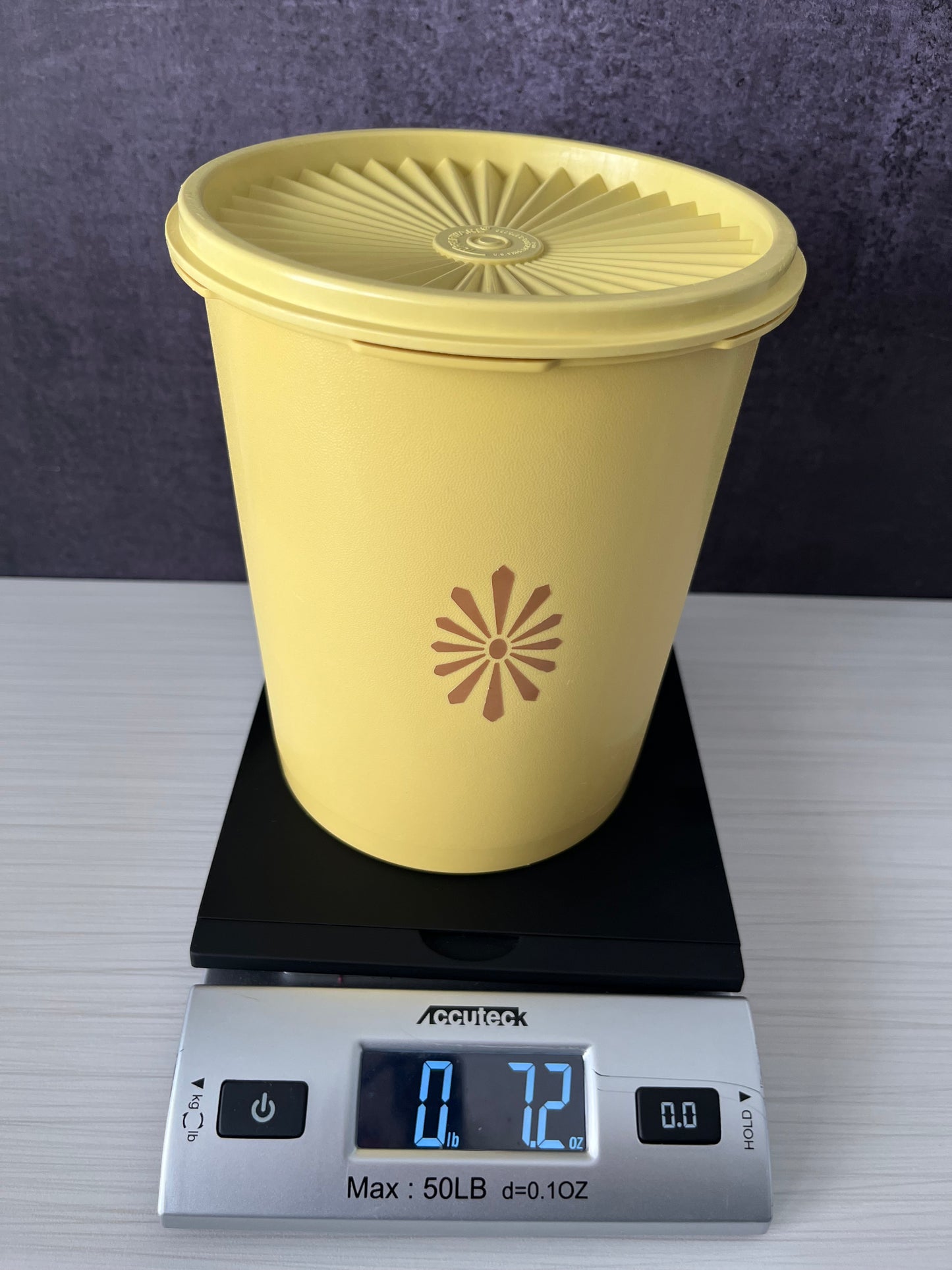Vintage Tupperware Canister w/ Lid, Yellow Storage Container #809-5, Mid Century Kitchen Canister, Retro Plastic Kitchenware 1970s