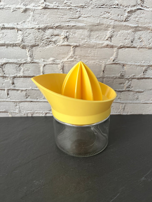 Vintage Style Goodcook Yellow Citrus Juicer with Glass Jar | Retro Lemon Reamer | Kitchen Juicer Press | Mid-Century Inspired Kitchenware