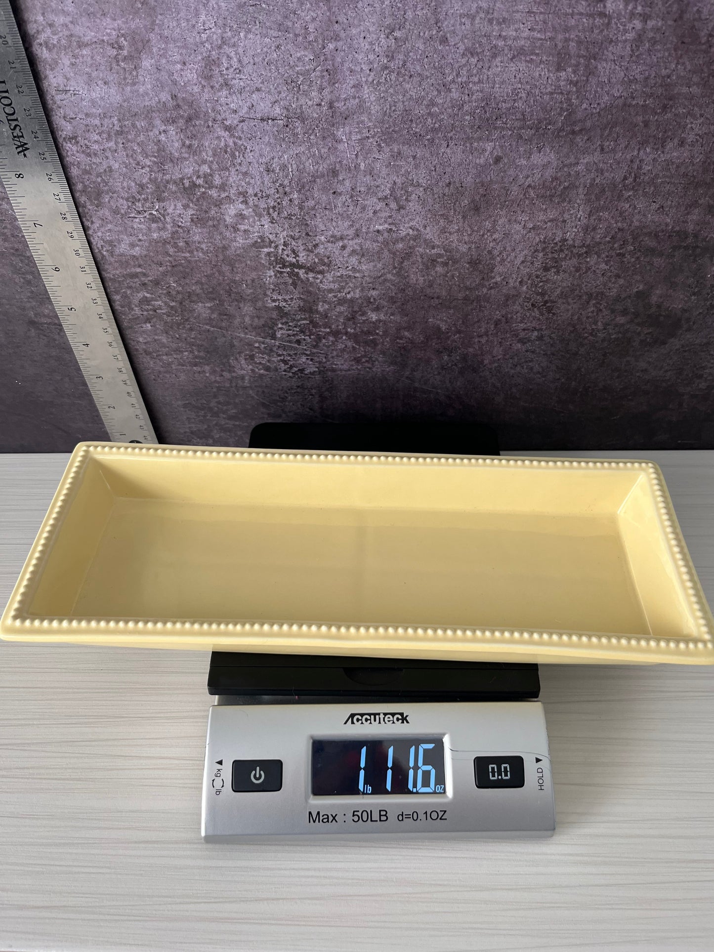 Vintage 2000s Martha Stewart Everyday Butter Yellow Divided Serving Tray – Rectangular Beaded Edge Relish Dish