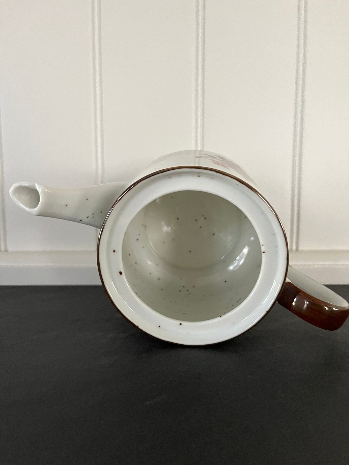 Vintage 1970s Japanese Stoneware Revival Teapot (No Lid) Vase with Wildflower Motif