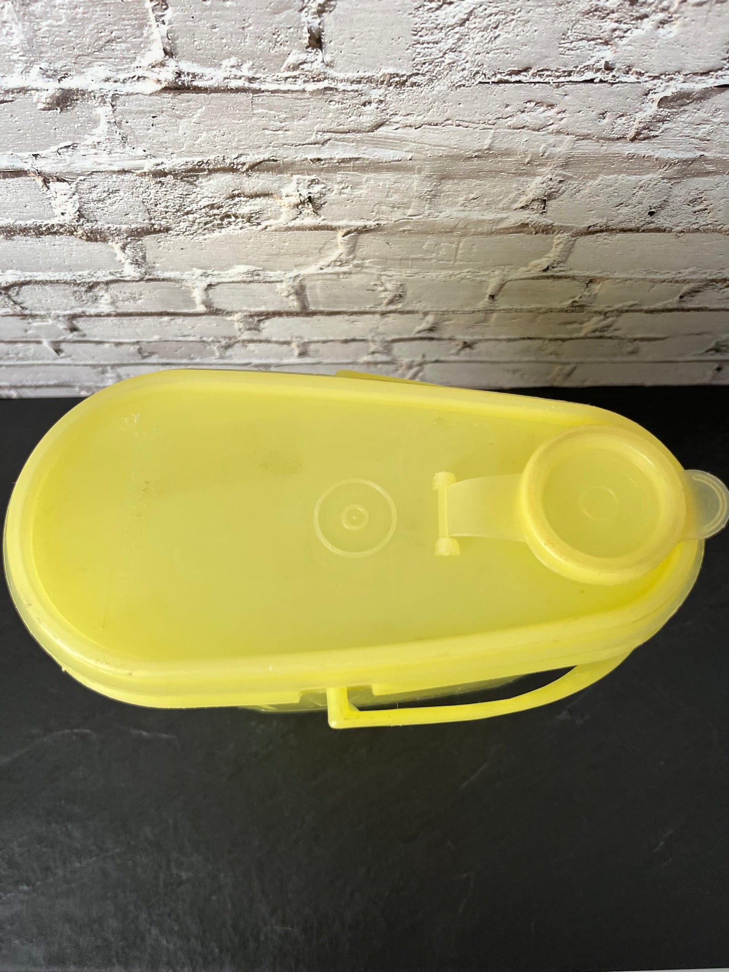 Vintage Tupperware Yellow Pour Pitcher Canister w/ Handle & Spout Lid, Retro Kitchen Storage Container 1970s